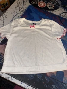 Vintage 1990 Side X Side White Pink Bow Shirt Top Girls Sz 5 - Picture 1 of 1