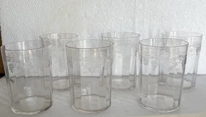 Vintage Saftgläser mattiert geätzt Traube & Weinrebe gerade Seite 6er Set - Bild 1 von 8