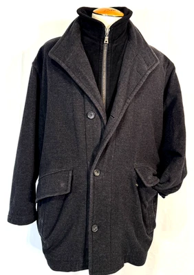 $980 Hugo Boss Black Wool Coxtan Jacket Extra Zip Fleece Liner Coat Sz XL Sz 50 - Image 1 of 4