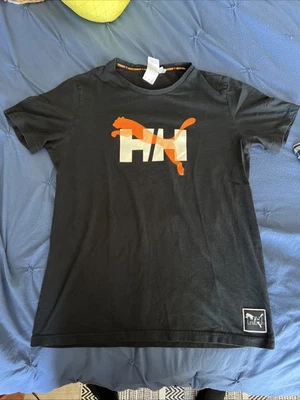 Men’s Helly Hansen PUMA T-Shirt Size Medium Black & Orange Short Sleeve - Image 1 of 4