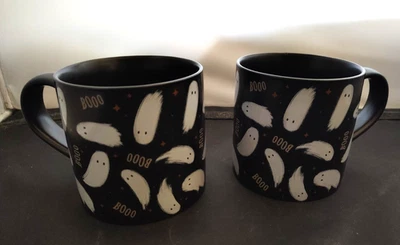 2Hyde & EEK! Taza Boutique Ghost negra con estampado de boo taza de gres de Halloween 16 oz NUEVA Foto 1 de 4