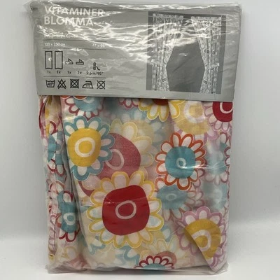 Ikea Vitaminer Blomma 2 Curtain Panels Sheer Floral Sirpa Cowell Design 47 x 98 - Image 1 of 4