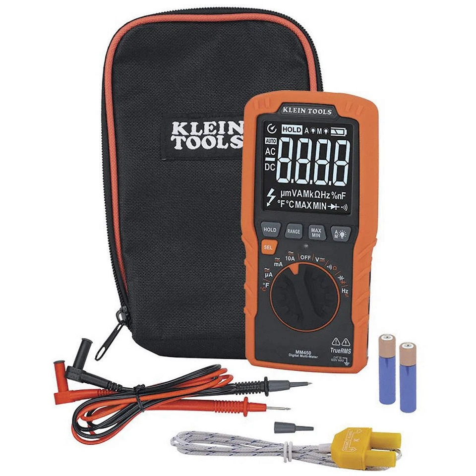 KLEIN TOOLS MM450 Slim Digital Multimeter,LCD,1.1" L,600 V 801GH4 - Image 1 of 1