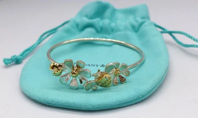 Brazalete Tiffany & Co. Love Bug plata esterlina oro 18k 750 flor Ladybug Foto 1 de 4