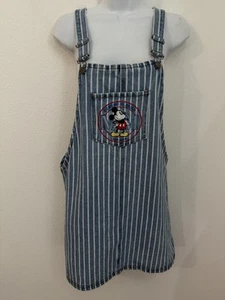 Disney Mickey Mouse Denim Babero Mono Falda Mujer Talla M Azul Blanco Rayas - Imagen 1 de 8