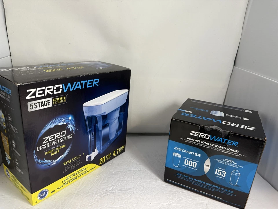 ZEROWATER Square Fridge Pitcher Dispenser w/ New 1 Box of 4 replacement filters - Image 1 of 1