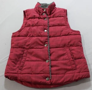 Maurices Women's Button Down Fur-Lined Plaid Pattern Puffer Vest JK5 Red Medium - Picture 1 of 4