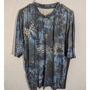 Huk Kryptek Camo Fishing Shirt XL Blue Short Sleeve Performance UPF Outdoor - Picture 1 of 2