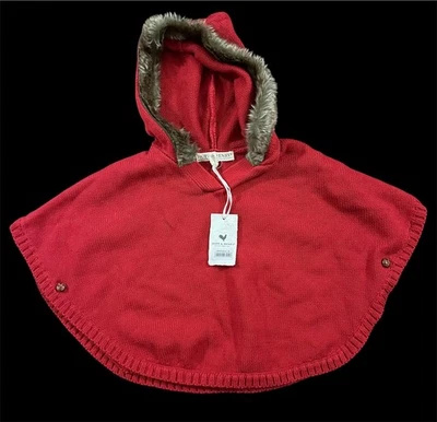 Suéter para Niña Hope & Henry Capa Piel Sintética Capucha Borde Rojo Talla 4 Nuevo con Etiquetas Foto 1 de 4