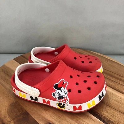 Zuecos Crocs Disney Minnie Mouse Rojo Blanco Arcos Zapatos Cómodos Niñas Talla 3 Foto 1 de 4