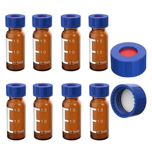 2ML Autosampler Vials Pack Of 100 - HPLC Vials 9-425 Amber Vials with 2680 - Picture 1 of 6