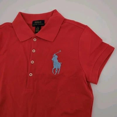 New! POLO Ralph Lauren Girls M 8-10 BIG PONY Red DRESS Light Blue Pony - Image 1 of 4