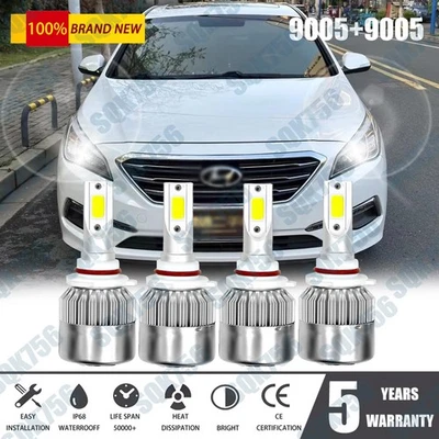 Combo de 4 bombillas LED de haz alto/bajo para Hyundai Sonata 2015-2019 Foto 1 de 4