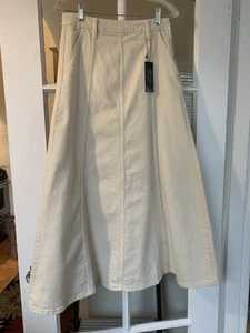 NWT BANANA REPUBLIC Cream Long Denim Paneled Skirt in Size 0 Fits like Size 2 - Picture 1 of 16