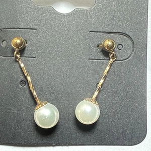 Earrings Pieced Hanging 14k Akoya Salt Water 7mm Japanese AAA Fine - Picture 1 of 12