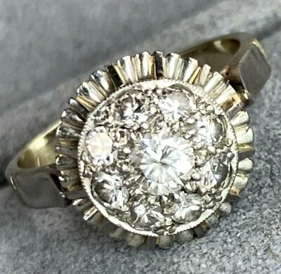 Vintage Diamond  Cocktail Ring Estate Fine Jewelry Pre-Owned 18K White Gold Sz 6 - Image 1 of 4