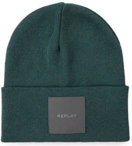 Replay Ax4167.003 Yarn Ctn Logo P Beanie Unisex In Green Italian One Size - Picture 1 of 4