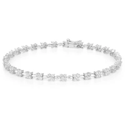 Pulseras de tenis para mujer 5 Ctw brillantes moissanita chapadas en oro blanco 14K Foto 1 de 4