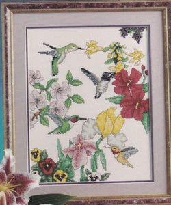 Cross Stitch Pattern HUMMINGBIRDS Needlecraft Shop Leaflet - Picture 1 of 2