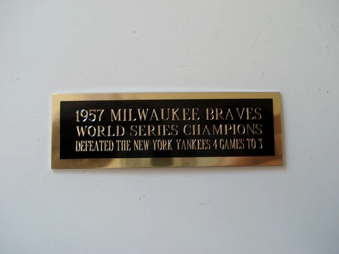 Milwaukee Braves Baseball Card 1957 World Series Card Plaque Nameplate 1" X 3" Cover
