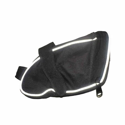 Planet Asiento Bicicleta Sillín Bolsa Asiento Cuña Negro Rayas Reflectantes Correas con Cremallera Aero Foto 1 de 4