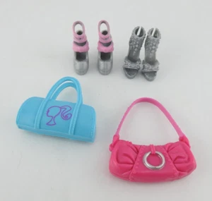 Barbie Doll High Heel Shoes Boots Silver Fashionistas 2 Heels 2 Purses Y2K Pink - Picture 1 of 4
