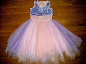 NWT JUSTICE PASTEL SEQUIN TULLE DRESS EASTER GIRLS PLUS SIZE 10 12 - Picture 1 of 9