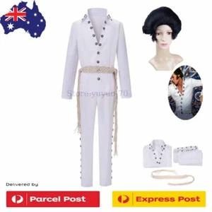 Elvis Presley Cosplay Costume Wig White Long Sleeve Uniform Halloween Masquerade - Picture 1 of 20
