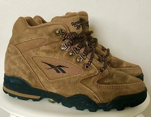 BOTAS DE MUJER DE COLECCIÓN AÑOS 90 REEBOK MARRÓN GAMUZA MEDIA SENDERISMO TALLA 7 BONITAS! - Imagen 1 de 6