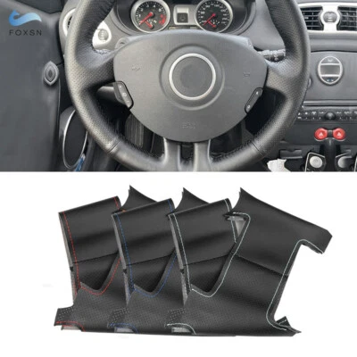 Car Black Leather Steering Wheel Good Grip Lid Cover For Renault Clio 3 RS 05-13 - Image 1 of 4