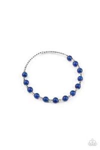 Paparazzi "Tea Party Twinkle" Strass & blau Katzenauge Perlen Spule Armband - Bild 1 von 2