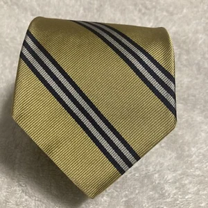 Brooks Brothers 346 Repp Tie 100% Silk Yell/Gold Blue Silver Striped Made In USA - Picture 1 of 6