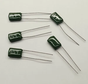 5 Stk. Gitarrenton 47nF/100V 20% Kondensator Green Drop Polyester Mylar Nissei - Bild 1 von 2