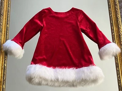 Vestido Bonnie Jean Rojo Papá Noel Talla 3/3T Terciopelo con Borde de Piel Sintética Blanco ¡Navidad! Usado en excelente estado Foto 1 de 4