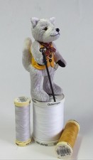 Miniature handmade artist dapper silver fox, teddy bear by Boyatt Wood Bears.