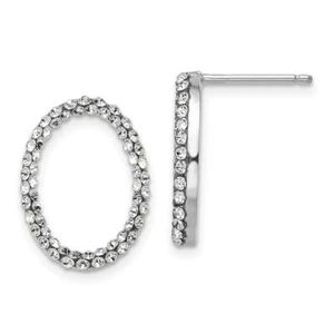 14K Solid White Gold Crystals Dangle Earrings - Picture 1 of 11