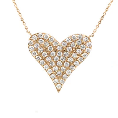14K Diamond Pave Heart Necklace Yellow Gold - Image 1 of 4