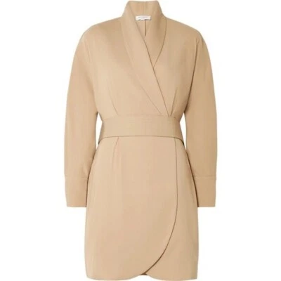 Womens Size Large Equipment Femme Tan ​Corben Long Sleeve Belted Wrap Mini Dress - Image 1 of 4