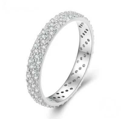 Brillante anillo de circonita cúbica de plata esterlina 925 genuina talla L N P 💖 Foto 1 de 4