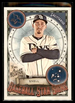 2019 Topps Allen & Ginter Star Signs #BSS-27 Blake Snell - Tampa Bay Rays - Image 1 of 2