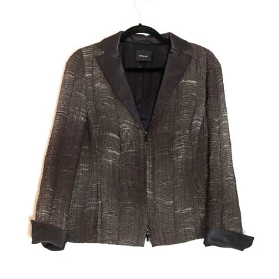 Akris Textured Blazer Jacket Art to Wear Size 12 Brown - Image 1 of 4