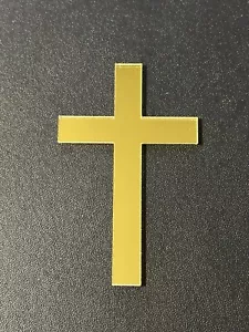 Gold Acrylic Bold Cross 8cm x 5cm 3mm Thickness Cake Display Communion - Picture 1 of 1