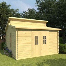 vidaXL Kiefer Massiv Blockhaus mit Boden 44mm Gartenhaus Holzhaus Gerätehaus