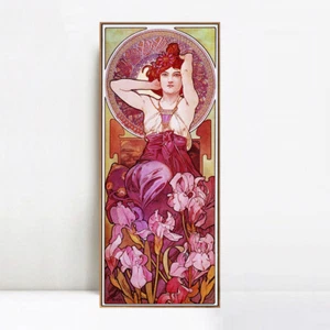 Framed Canvas Print Amethyst by Alphonse Mucha Wall Art Home Decorations - Picture 1 of 17
