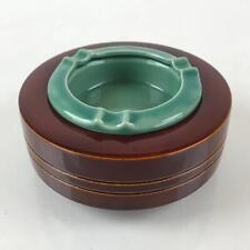 Japanese Wooden Lacquerware Porcelain Ashtay Haizara Vtg Walnut Legs Brown UR913