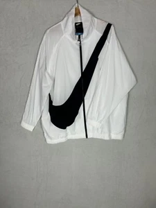 Nike, Women's White + Black Tick Loose Fit Full Zip Windbreaker, Size M - BNWT - Picture 1 of 7