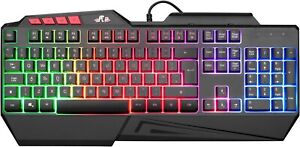 Rii RK202 Gaming Keyboard LED Rainbow Backlit Light up Keyboard With Membrane
