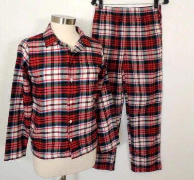 Land's End Niñas 16 Pijama Pantalones y Top Conjunto de 2 Piezas Franela a Cuadros Navidad Foto 1 de 4