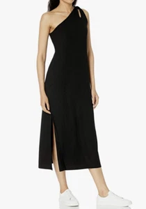 The Drop Womens Mickey One Shoulder Cutout Rib Knit Maxi Dress Black S NWT - Picture 1 of 10
