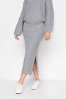 BNWT LTS 14-16 Medium Grey Midi Skirt Knit Side Slit Elasticated Long Tall Sally